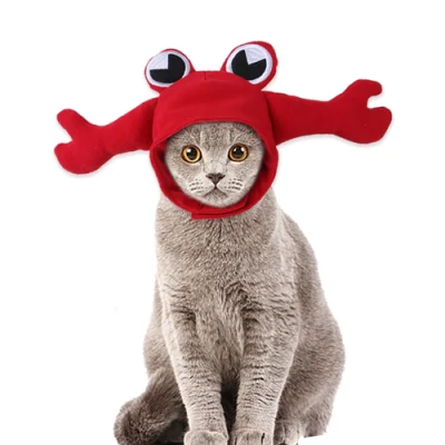 패션 겨울 부드럽고 따뜻한 애완 동물 고양이 개 모자 귀여운 게 개구리 애완 동물 헤드 기어 애완 동물 의류 제품